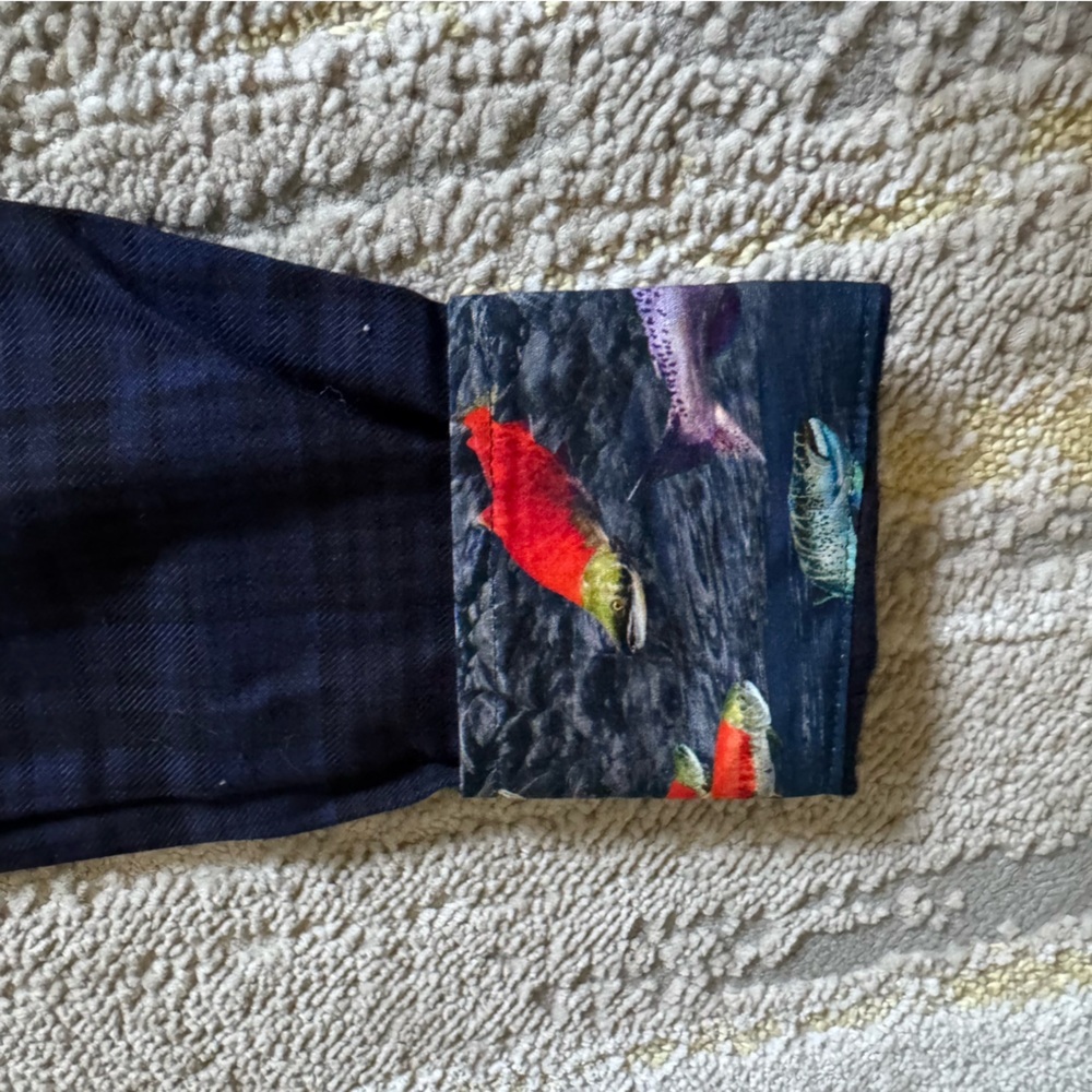 Pladra Every Day Flannel Shirt Anadromous Blue fishing button front plaid small - Picture 9 of 12